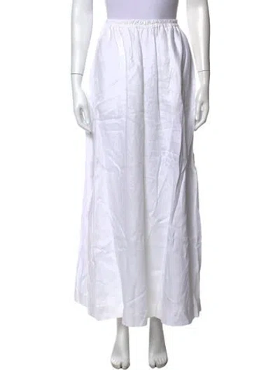 Pre-owned Pari Desai Linen Wide Leg Pants In White