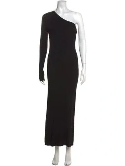 Pre-owned Pari Desai One-shoulder Long Dress In Black