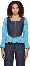 Paria Farzaneh Blue Zip Corset In Blue