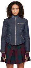 Paria Farzaneh Blue Zip-up Denim Jacket In Blue