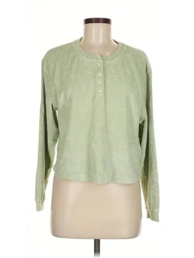 Pre-owned Paris Atelier & Other Stories Long Sleeve Henley Shirt In Green