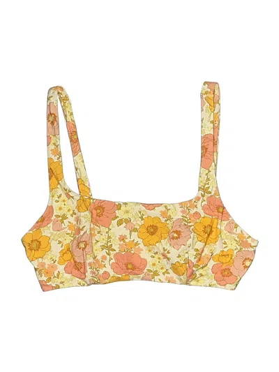 Pre-owned Paris Atelier & Other Stories Swimsuit Top Yellow Floral Pattern Swimwear