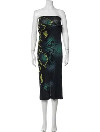 Pre-owned Paris Georgia Animal Print Midi Length Dress W/ Tags In Blue