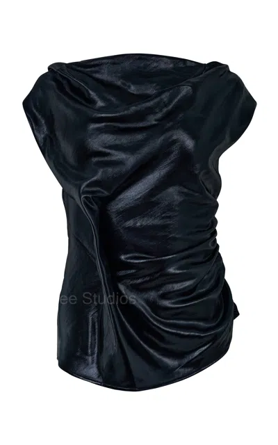 Paris Georgia Asymmetric Liquid Top In Black