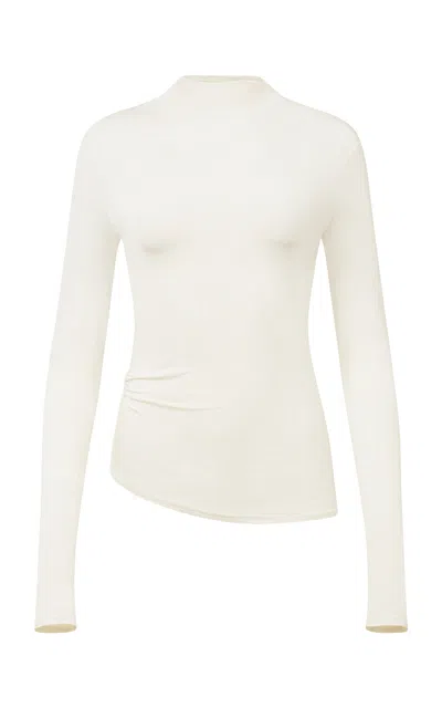 Paris Georgia Asymmetric Long Sleeve Top In Nude