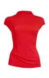 Paris Georgia Asymmetric Mockneck Tee In Red