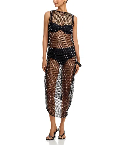 Paris Georgia Asymmetric Pearl Dress In Black