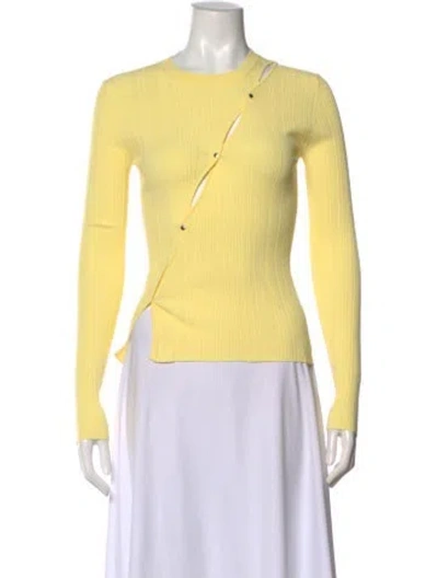 Pre-owned Paris Georgia Asymmetrical Long Sleeve Top In Yellow