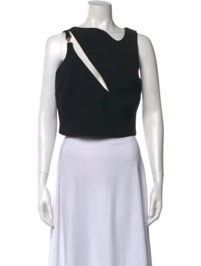 Pre-owned Paris Georgia Asymmetrical Sleeveless Crop Top In Black
