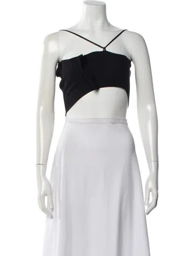 Pre-owned Paris Georgia Asymmetrical Sleeveless Crop Top In Black