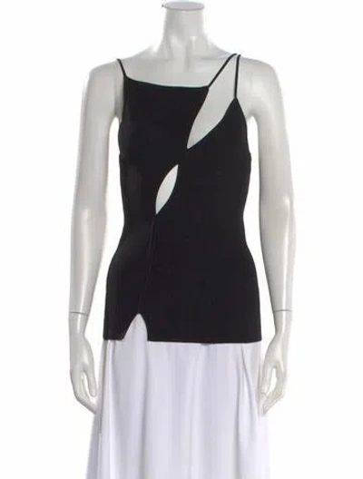 Pre-owned Paris Georgia Asymmetrical Sleeveless Top In Black