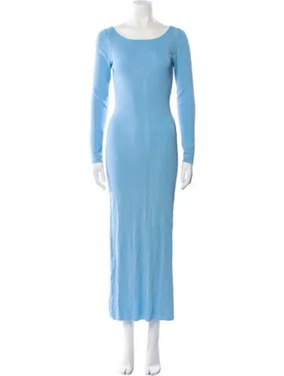 Pre-owned Paris Georgia Bateau Neckline Long Dress In Blue