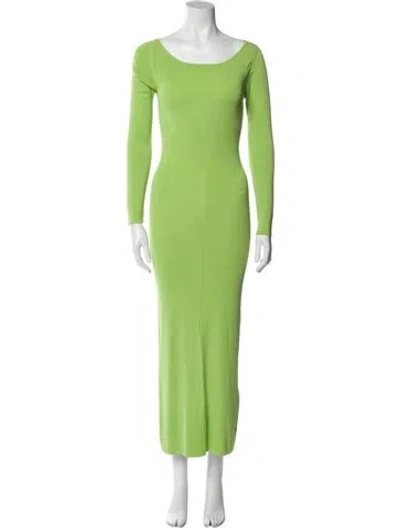 Pre-owned Paris Georgia Bateau Neckline Long Dress In Green