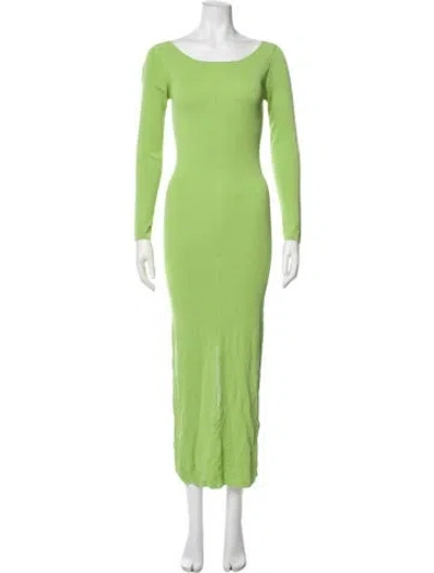 Pre-owned Paris Georgia Bateau Neckline Long Dress In Green