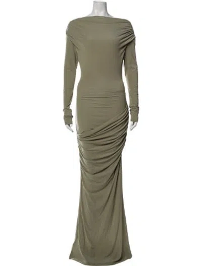 Pre-owned Paris Georgia Bateau Neckline Long Dress In Green