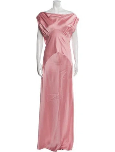 Pre-owned Paris Georgia Bateau Neckline Long Dress In Pink