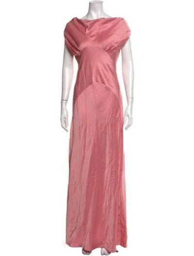 Pre-owned Paris Georgia Bateau Neckline Long Dress In Pink