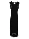 Paris Georgia Beaded Fringed Midi Dress In Black