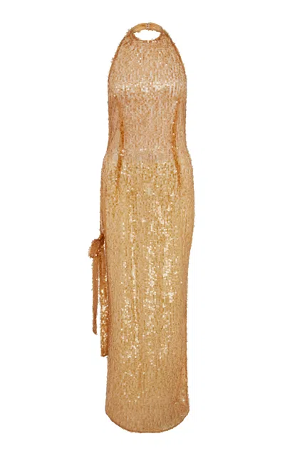 Paris Georgia Bex Sequined Mesh Gown In Brown