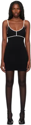 Paris Georgia Black Elemental Colour Contrast Minidress In Black/ Ecru