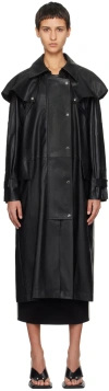 Paris Georgia Black Emma Faux-leather Trench Coat In Black