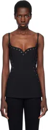 Paris Georgia Eyelet-embellished Top In Black