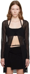 Paris Georgia Black Jasmine Cardigan & Tank Top Set In Black