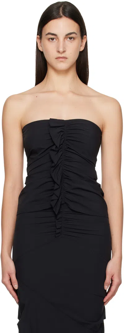 Paris Georgia Black Minimal Ruffle Tube Top
