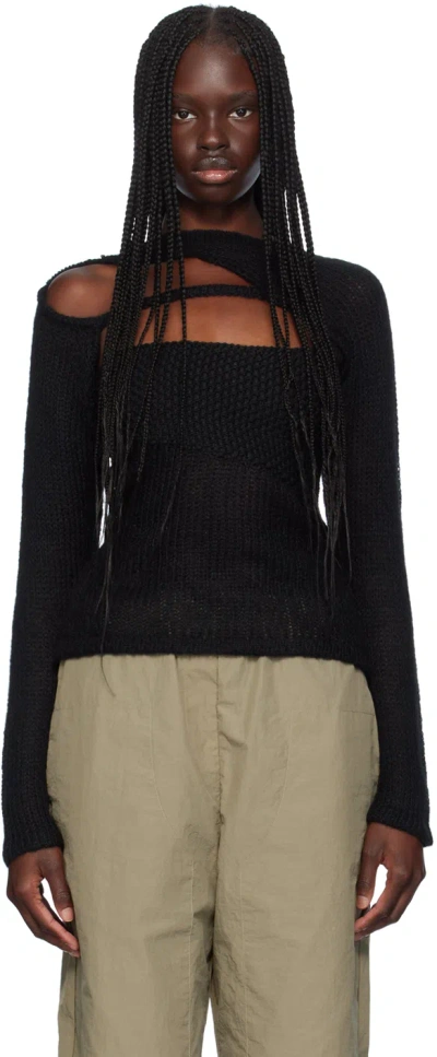 Paris Georgia Black Mixed Stitch Jumper