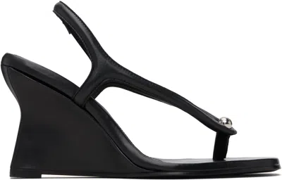 Paris Georgia Black Valentina Wedge Heeled Sandals