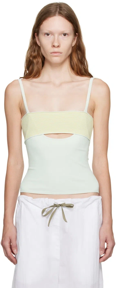 Paris Georgia Blue & Yellow Milo Tank Top In Dove Blue/ Yellow