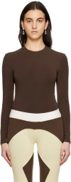 Paris Georgia Brown Backless Bodysuit In Cocoa
