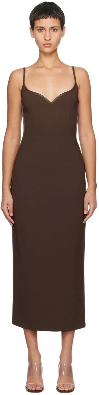 Paris Georgia Brown Heart Midi Dress In Cocoa