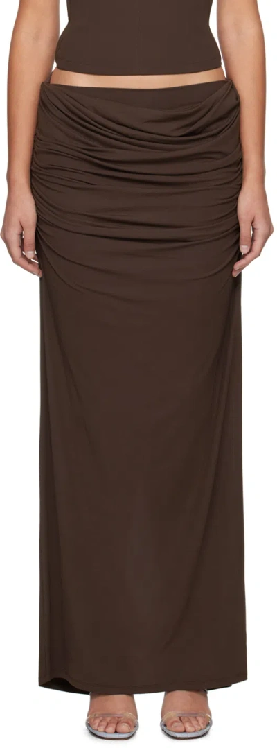 Paris Georgia Draped-front Maxi Skirt In Brown