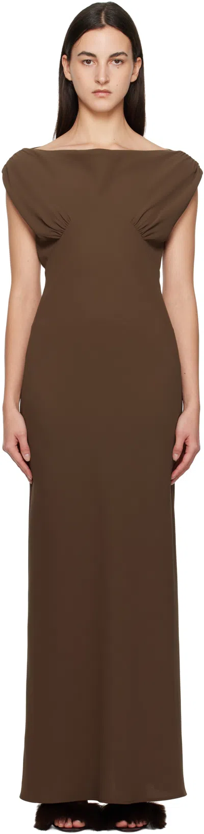 Paris Georgia Brown Raina Maxi Dress In Chocolate
