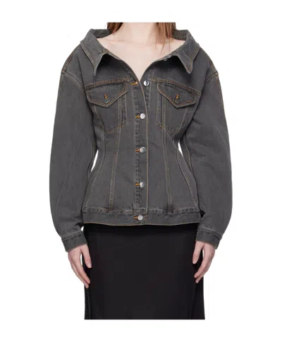 Paris Georgia Button-down Denim Jacket In Black