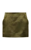 Paris Georgia Cass Mid-rise Satin Mini Skirt In Green
