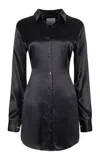 Paris Georgia Cher Satin Shirt Dress In Black