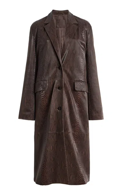 Paris Georgia Classic Python-embossed Leather Jacket In Brown