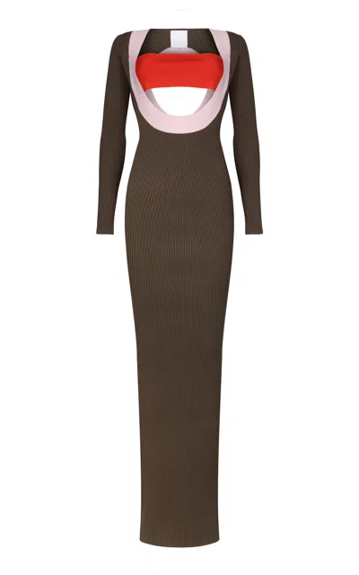 Paris Georgia Colour Block Knit Maxi Dress In Black