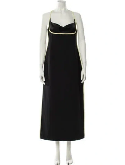 Pre-owned Paris Georgia Cowl Neck Long Dress In Black
