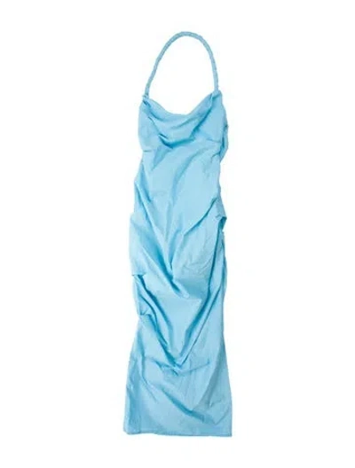 Pre-owned Paris Georgia Cowl Neck Long Dress In Blue