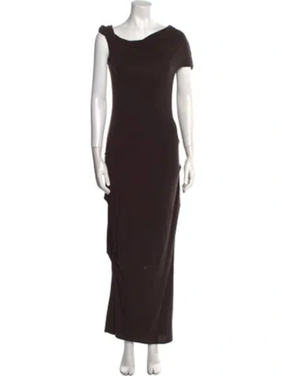 Pre-owned Paris Georgia Cowl Neck Long Dress In Brown