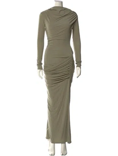 Pre-owned Paris Georgia Cowl Neck Long Dress In Green