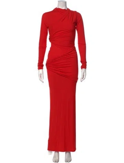 Pre-owned Paris Georgia Cowl Neck Long Dress In Red
