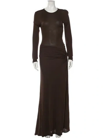 Pre-owned Paris Georgia Crew Neck Long Dress In Brown