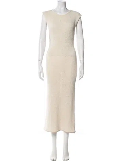 Pre-owned Paris Georgia Crew Neck Long Dress In Neutrals