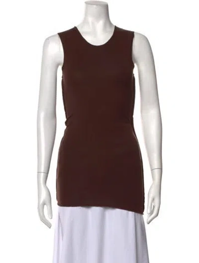 Pre-owned Paris Georgia Crew Neck Sleeveless Top In Brown