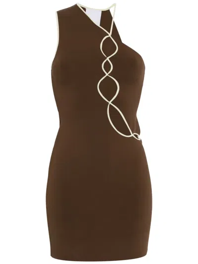 Paris Georgia Squiggle Dress In Carob With Cream In Brown