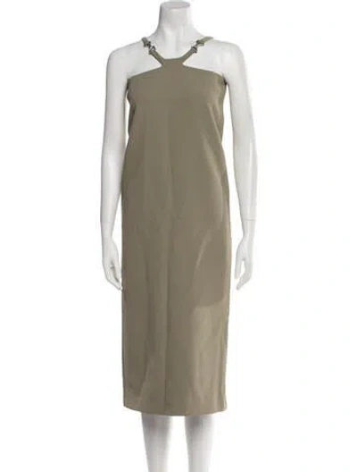 Pre-owned Paris Georgia Cutout Accent Midi Length Skirt In Green